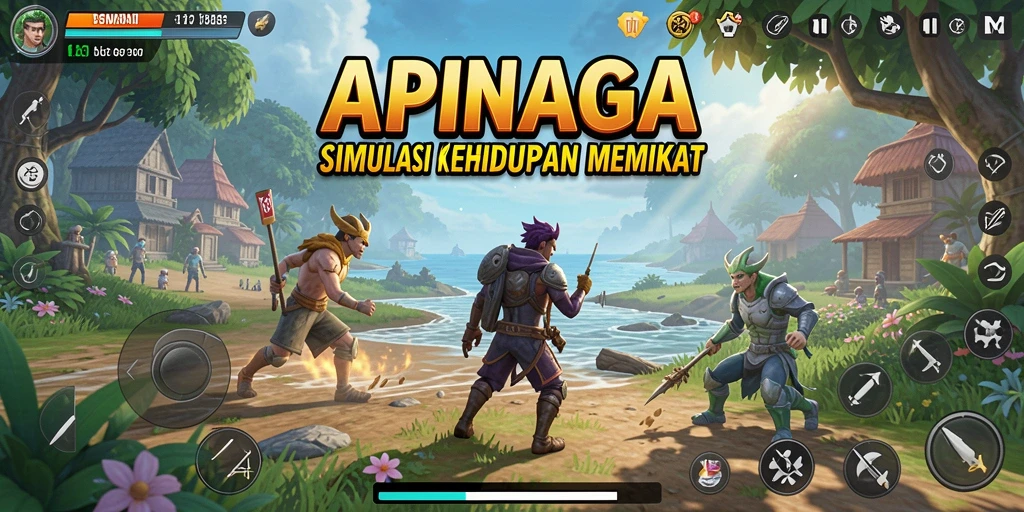 Tampilan gameplay APINAGA saat menjelajahi dunia simulasi yang dinamis.