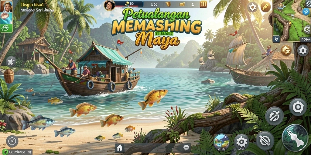 Screenshot gameplay D06 menampilkan pengalaman memancing yang menakjubkan.