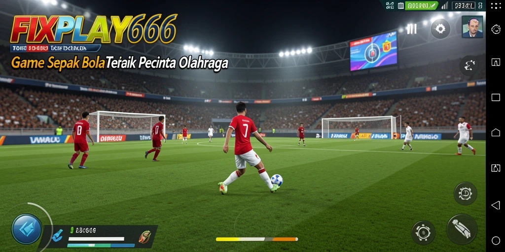 Tampilan gameplay menarik dari FIXPLAY666 dengan aksi sepak bola intens.