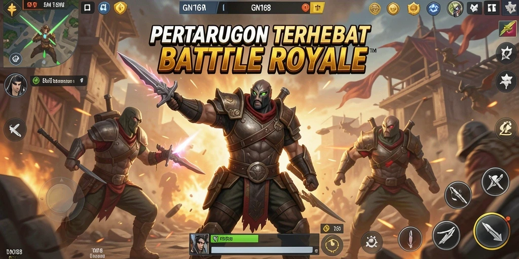 Gameplay GN168 yang mendebarkan dalam pertarungan Battle Royale.