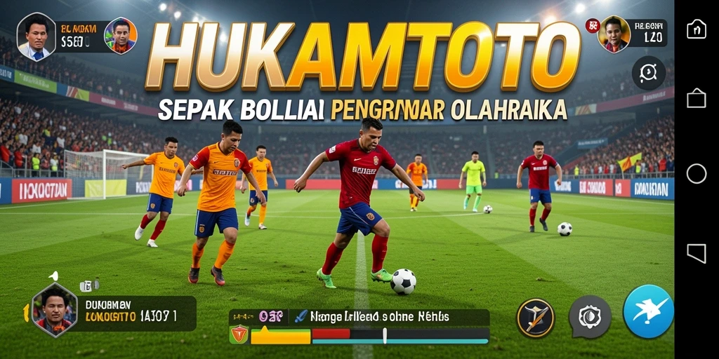 Tampilan gameplay HUKUMTOTO menampilkan aksi sepak bola menarik.