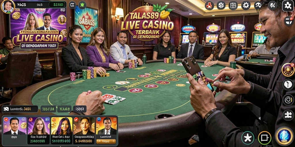 Tampilan gameplay Live Casino yang mendebarkan dan interaktif di TALAS89.