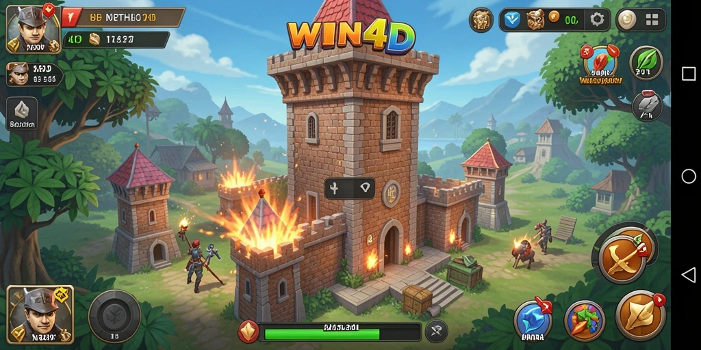 Tampilan gameplay WIN4D yang seru dan strategis dalam Tower Defense.