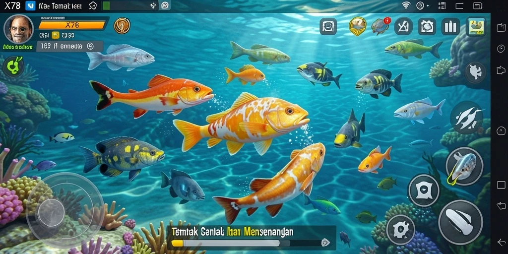 Tampilan gameplay X78 yang seru saat menembak ikan.